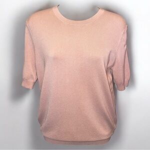 ZARA Pink Knit Short Sleeve Viscose Sweater size L